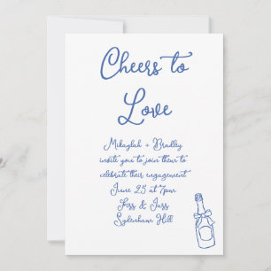Cheers to Love French Blue Engagement Party Invitation