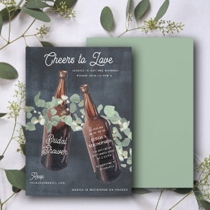 Cheers to Love Greenery Beer Bridal Shower Invitation