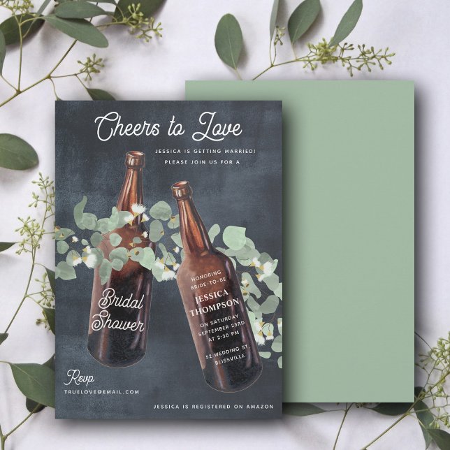 Cheers to Love Greenery Beer Bridal Shower Invitation (Cheers to Love Greenery Beer Bridal Shower Invitation)