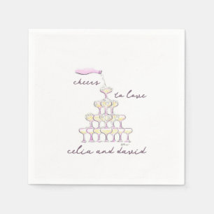  Cheers to Love Hand Drawn Glasses Wedding  Napkin