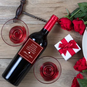 Cheers To Love Laughter Elegant Burgundy Wedding   Wine Label