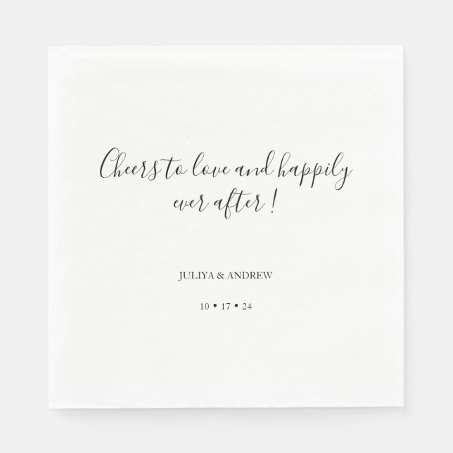 Cheers to love Minimalistic wedding  napkins (Front)
