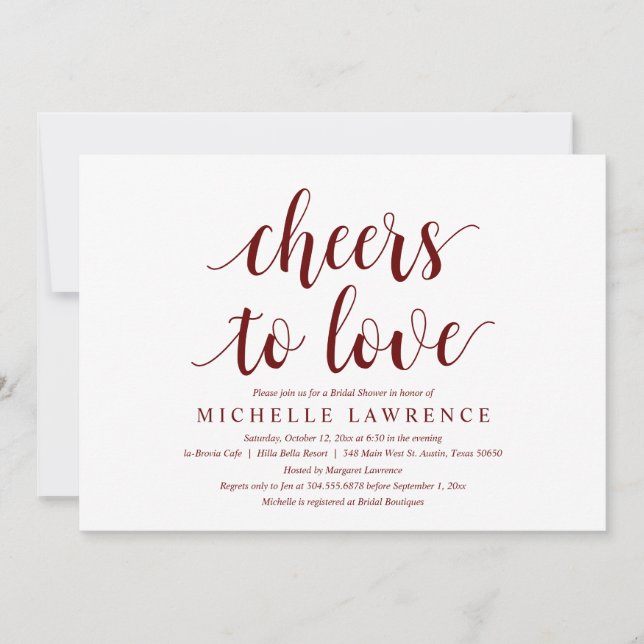 Cheers to love, Modern Bridal Shower Celebration I Invitation (Front)