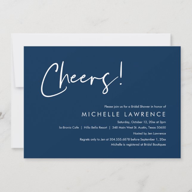 Cheers to love, Modern Casual Bridal Shower Invitation (Front)