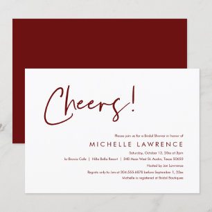 Cheers to love, Modern Casual Bridal Shower  Invitation