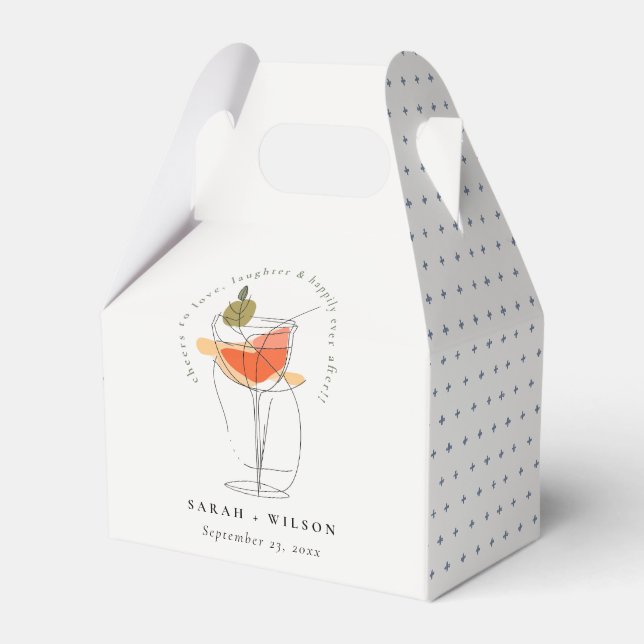 Cheers to Love Modern Cocktail Wine Wedding Favor Box (Front Side)