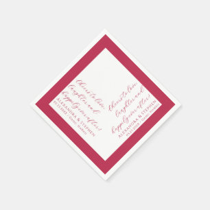 Cheers to Love Modern Script Viva Magenta Napkin