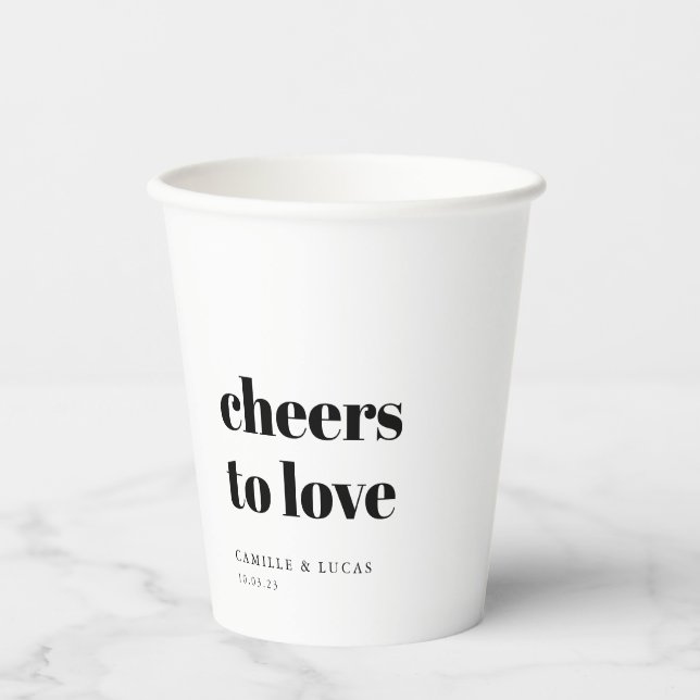 Cheers To Love Personalized Wedding Favours  Paper Cups (Front)