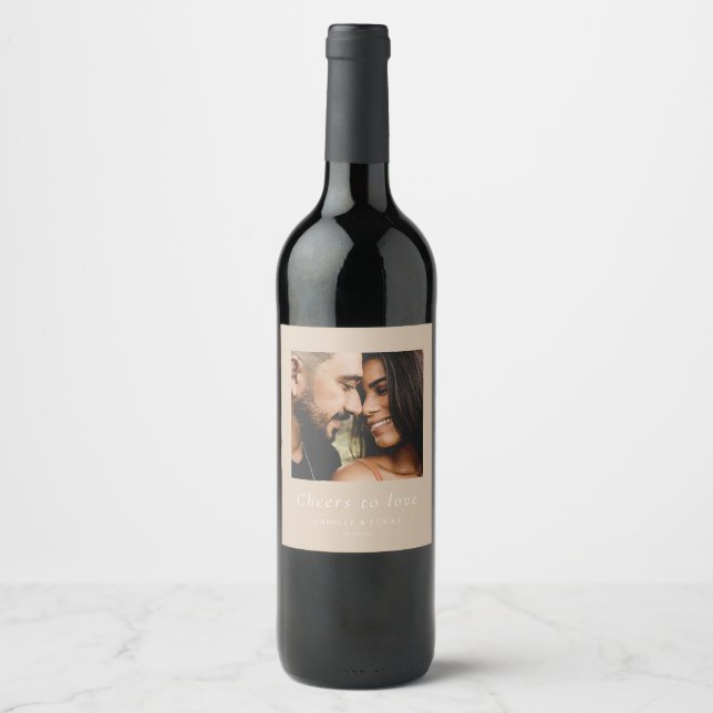 Cheers To Love Personalized Wedding Favours  Wine Label (Front)