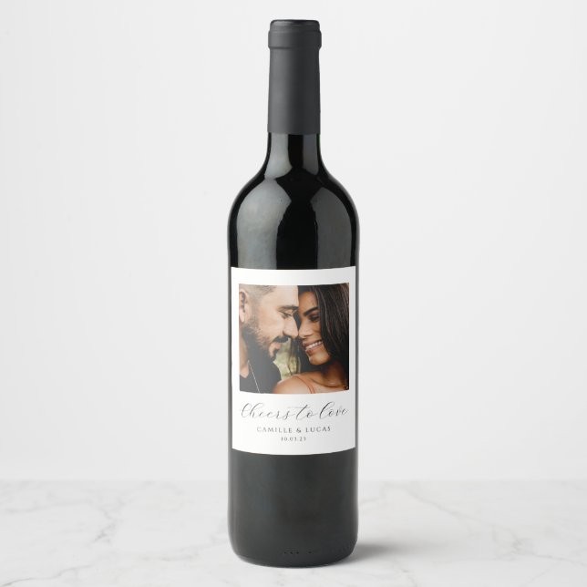 Cheers To Love Personalized Wedding Favours  Wine  Label (Front)