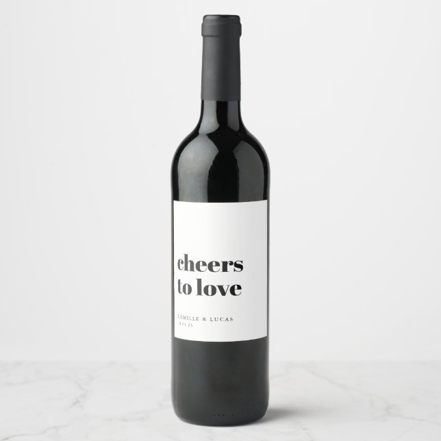 Cheers To Love Personalized Wedding Favours  Wine  Wine Label (Front)