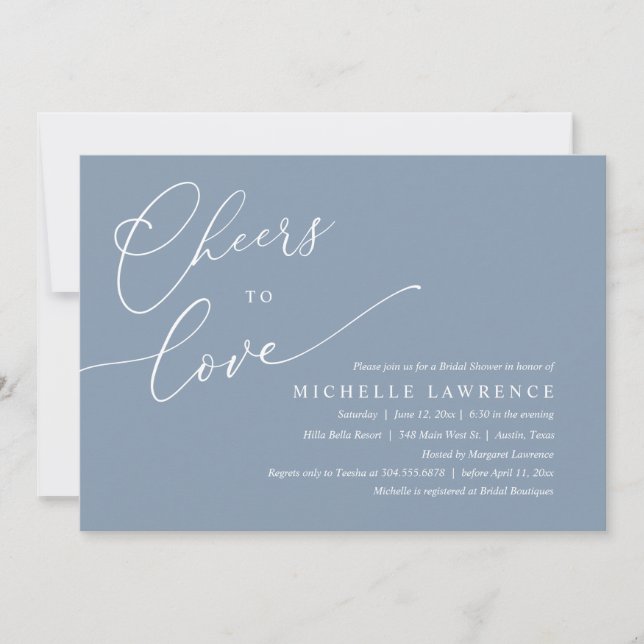 Cheers to love, Romantic Bridal Shower Party Invitation (Front)