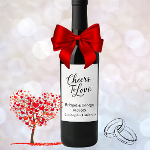 cheers to love script - Elegant Charm Wine Label