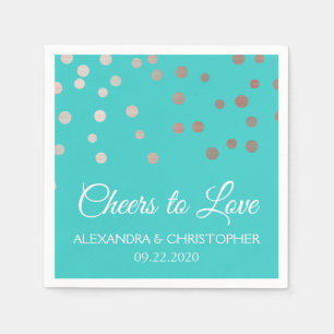 Cheers to Love Teal Blue Confetti Wedding Napkin