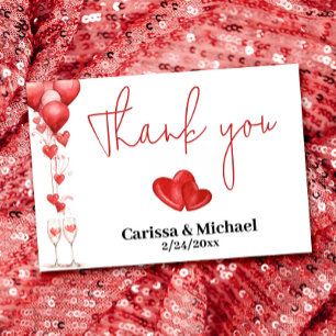 Cheers to Love Valentine Sweetheart Bridal Shower Thank You Card