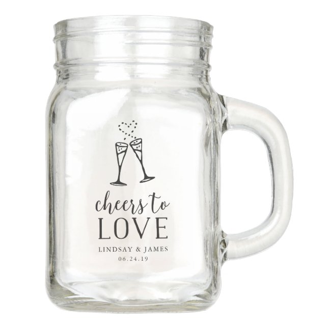 Cheers to Love | Wedding Favour Mason Jar (Front)