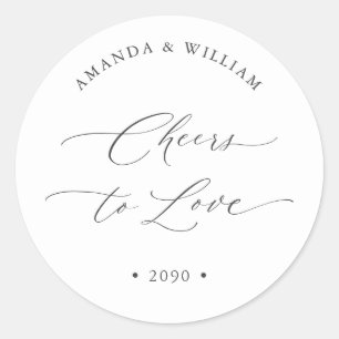 Cheers to Love Wedding Favour Sticker