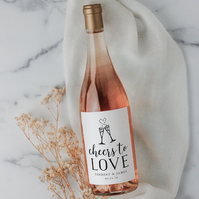 Cheers to Love Wedding Favour Wine Label (Creator Uploaded)