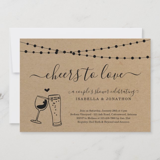 Cheers to Love Wine & Beer Invitation (Front)