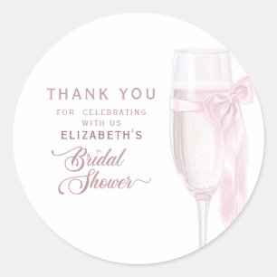 Cheers To Love Wine Glasses Bow Tie Bridal Shower Classic Round Sticker