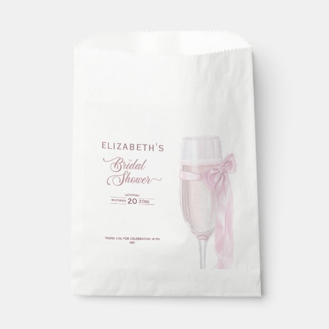 Cheers To Love Wine Glasses Bow Tie Bridal Shower Favour Bag (Front)