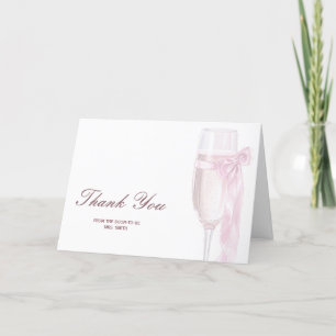 Cheers To Love Wine Glasses Bow Tie Bridal Shower Thank You Card