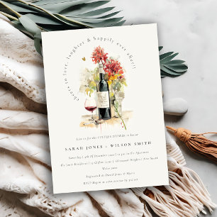 Cheers to Love Wine Red Floral Couples Shower Invitation