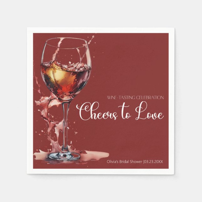 Cheers to love Wine Tasting Bridal Shower Napkin (Front)
