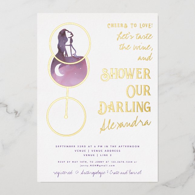 Cheers To Love Wine Tasting Elegant Bridal Shower (Front)