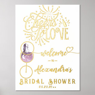 Cheers To Love Wine Tasting Elegant Bridal Shower Foil Prints