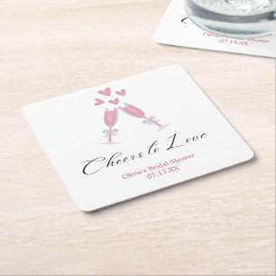 Cheers to Love Wine-Tasting Modern Bridal Shower  Square Paper Coaster