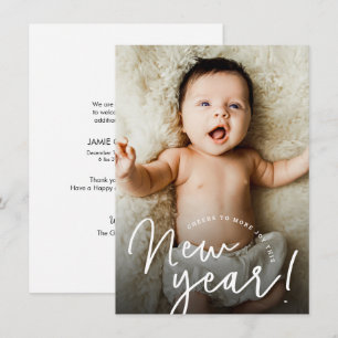 Cheers to more Joy this New Year baby photo birth  Holiday Card