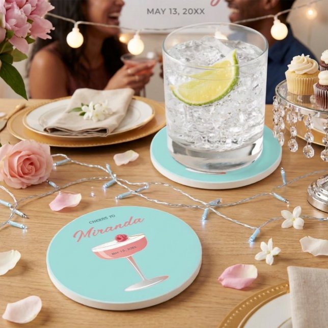 Cheers to [Name] Personalized Party  Coaster (Creator Uploaded)