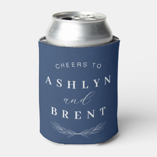 Cheers To Navy Blue Wedding Can Cooler/Coozie Cooler
