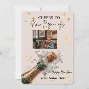 Cheers to New Beginnings Personalized New Year Holiday Card