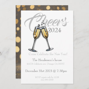Cheers to New Year invitation