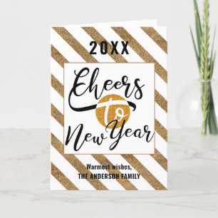 Cheers To New Year Modern Script Festive Gold Chic Holiday Card