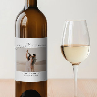 Cheers To Personalized Wedding Favour Photo Wine Label