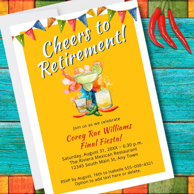 Cheers to Retirement Final Fiesta Colourful  Invitation (Creator Uploaded)