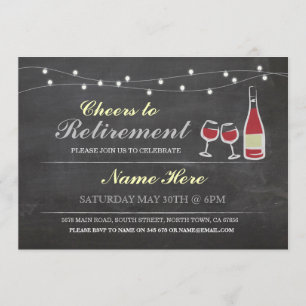 Cheers to Retirement Party Chalk red Invitation