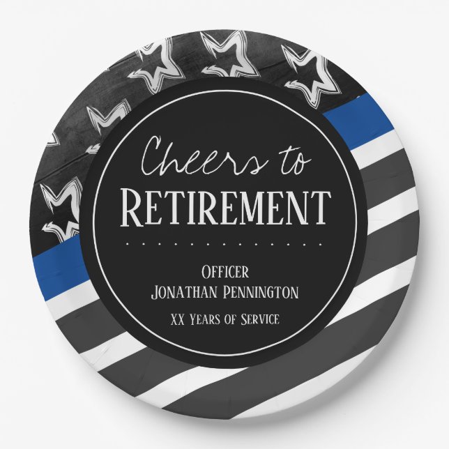 Cheers to Retirement Police Officer Paper Plate (Front)