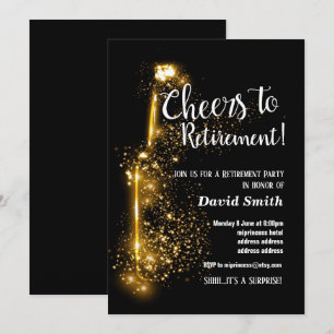Cheers to Retirement, retired, wine, glitter Invitation
