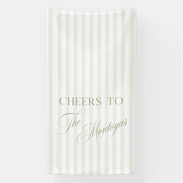 Cheers to Sage Green & Beige Wedding Banner (Vertical)