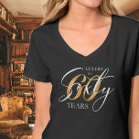 Cheers to Sixty | 60th Black Gold Glitter Birthday T-Shirt<br><div class="desc">Celebrate a milestone with this elegant Cheers to Sixty 60th Black Gold Glitter Birthday design. Perfect for a stylish chic sixtieth birthday party,  featuring regal calligraphy script in black and gold for a truly sophisticated touch.</div>