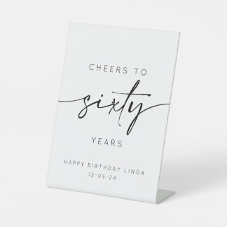 Cheers To Sixty Years 60th Birthday Pedestal Sign