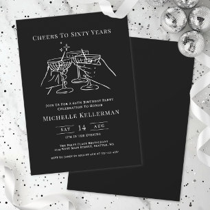 Cheers To Sixty Years Elegant 60th Birthday Party Invitation