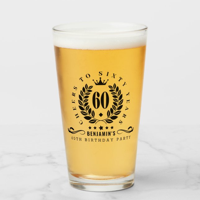 Cheers To Sixty Years Personalized 60th Birthday  Glass (Front Filled)