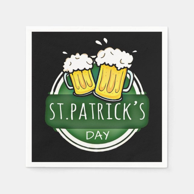 Cheers to St Patrick's Day Beer Mugs Napkin (Front)