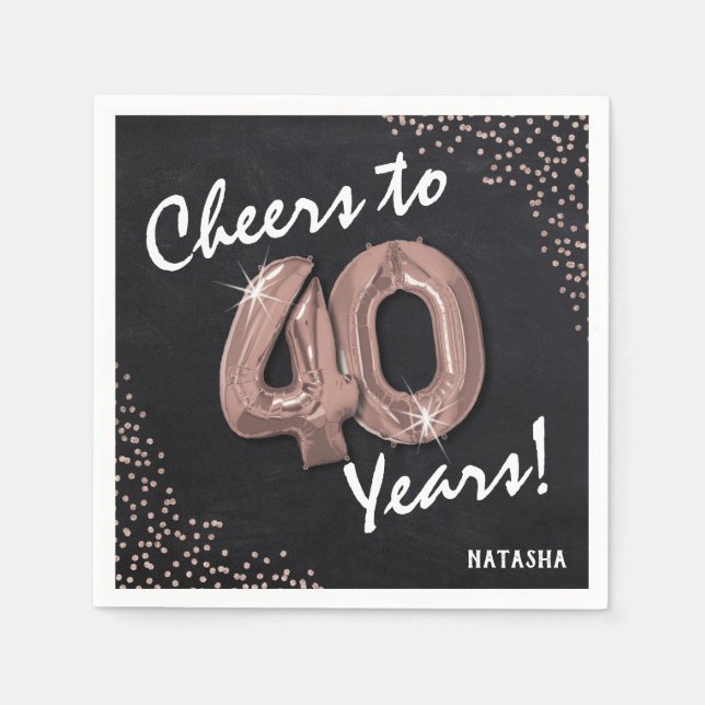 Cheers to the 40 Years! 40th Birthday Napkin (Front)