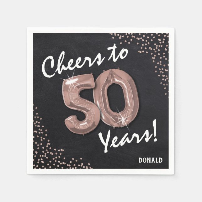 Cheers to the 50 Years! 50th Birthday Napkin (Front)